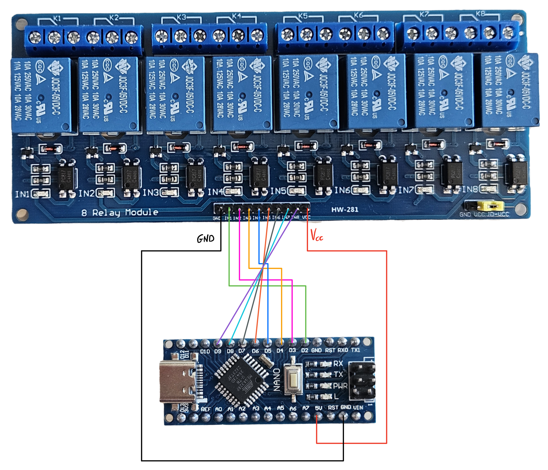 Controlling an 8-Channel Relay with Arduino Nano - Tamir Mironov